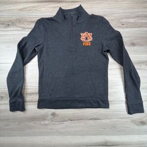 Victoria's Secret PINK Auburn Tigers Quarter Zip Sweatshirt Charcoal Gray XS